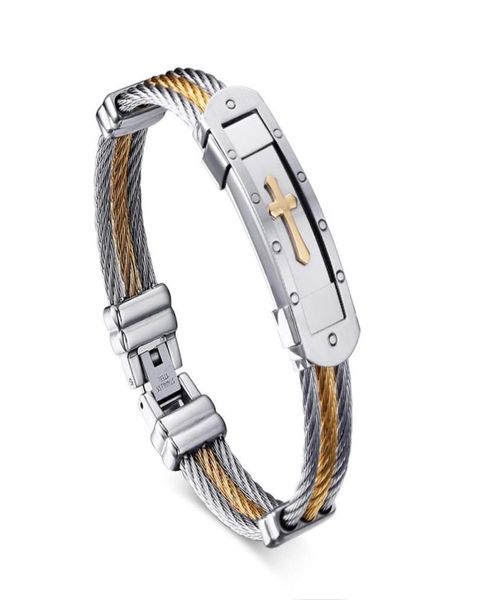 

3 cables stainless steel bracelet with gold for man and woman 4658511, Black