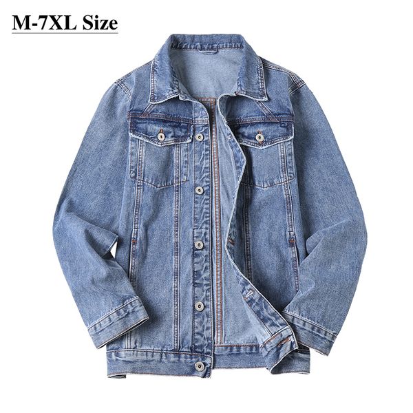 

men's jackets oversized men's denim jacket autumn cotton jean coats loose fashion casual streetwear brand male clothing 5xl 6xl 7x, Black;brown