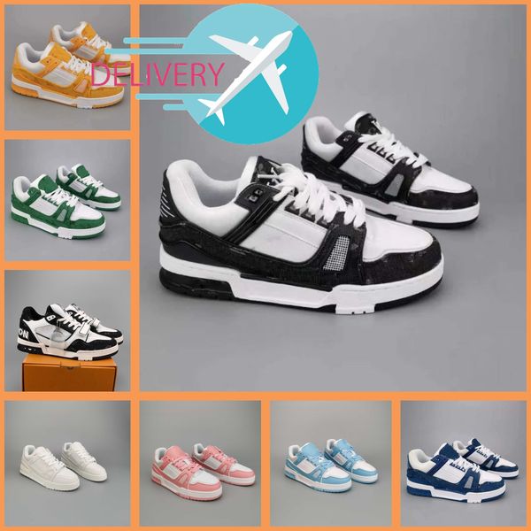 

2023 new abloh designer flat sneaker virgil trainer casual shoes denim canvas leather white green red blue letter overlays fashion platform, Black