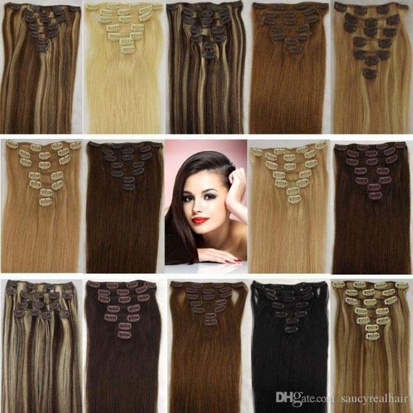 

70g full head silky straight remy brazilian clip in human hair extension black brown blonde optional 14quot26quot7076171