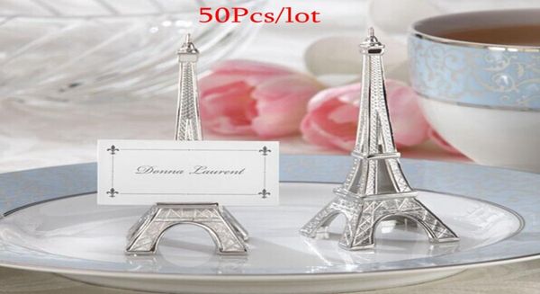 

50pcs eiffel tower silver card holders party decoration gifts for romantic wedding and bridal shower table name holder favors9655102