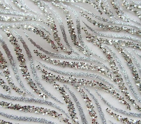 

1 piece fashion glitter sequins evening dresses net fabric glued sequins printed mesh fabric french shining wedding dress cloth5294585, Black;white
