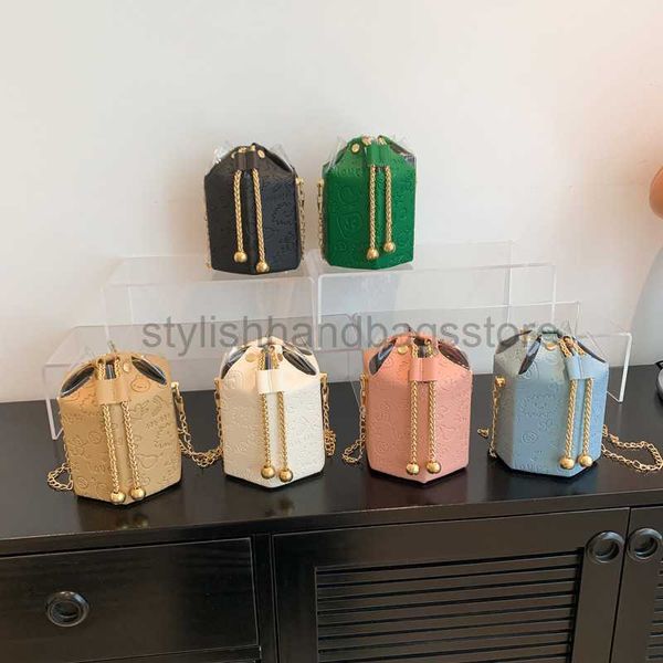 

drawstring 2023 spring/summer new fashion embossed chain single shoulder crossbody bucket bag women's bag mixed batchstylishhandbagssto