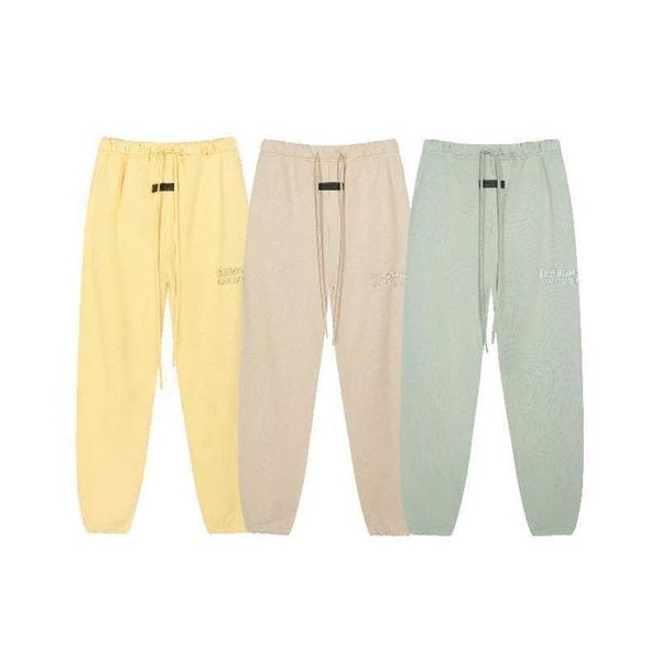 

esential loose casual sports drawstring flocked letter printed leggings for men and women, Black