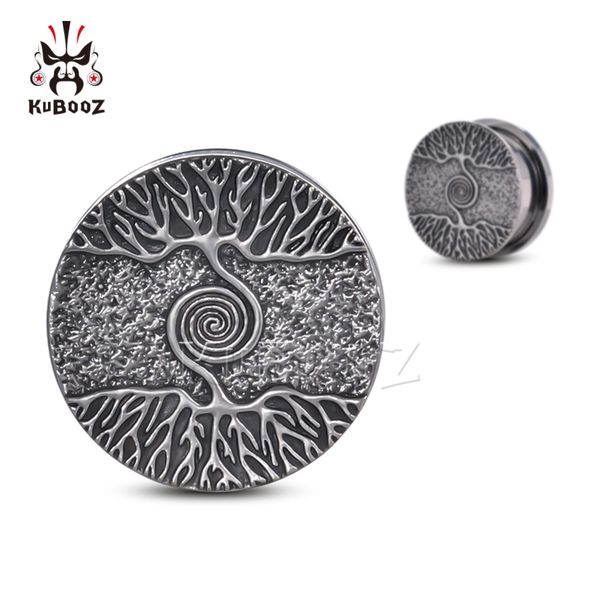 

kubooz life tree ear tunnels expander plugs gauges stainless steel body piercing jewelry earrings wholesale 8mm to 25mm 34pcs, Silver