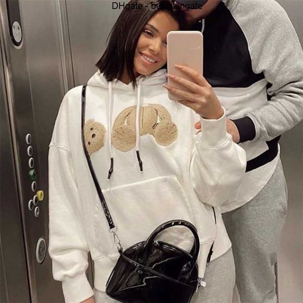 

men's hoodies sweatshirts womens hoodie men woman clothe 2022 angels angel broken bear palm letter print teddy fasion long sleeve loose, Black