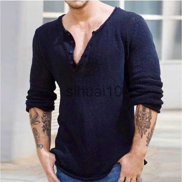 

men's sweaters spring autumn new thin knitt tee shirt men solid long sleeve buttons kniting sweater clothing fashion v-neck tshirt knit, White;black