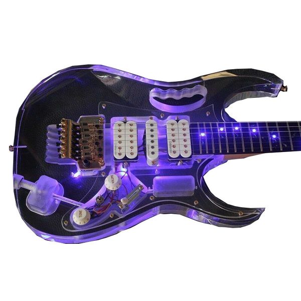 

led light electric guitar maple acrylic body crystal guitar blue sweet sound