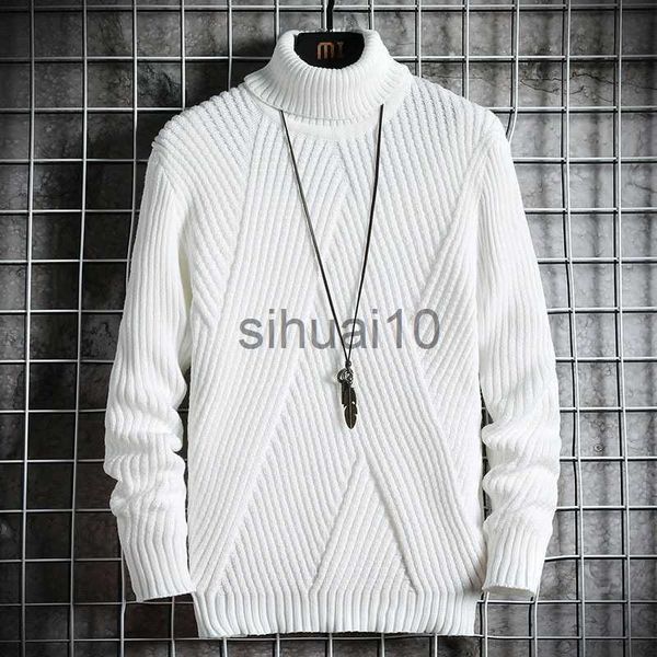 

men's sweaters mens casual turtleneck pullover knitted sweater j230808, White;black