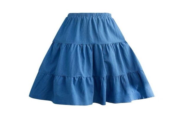 

plus size pants 2021 spring summer vintage ruffled pleated jeans skirt women039s long high waist denim skirts 5xl 6xl 7xl2301227, Black