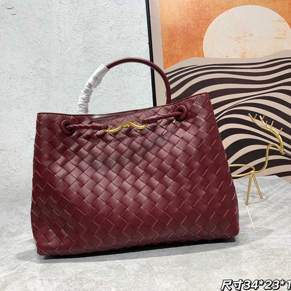 

purse designer design andiamo small bag summer botegas new metal rope buckle leather woven tote one shoulder handheld large capacity fashion