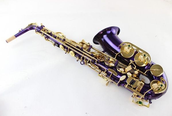 

professional quality brass purple gold lacquer plated saxophone alto eb tune sax musical instruments pearl buttons with case2993720