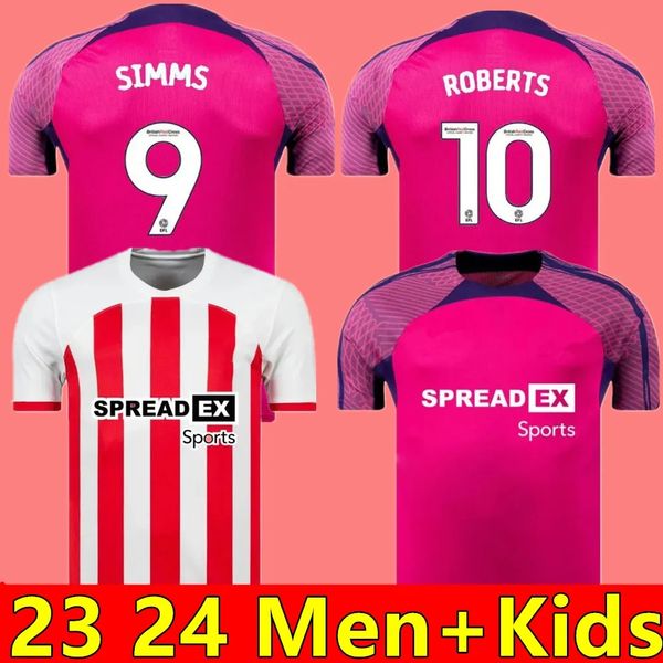 

23 24 sunderland home soccer jerseys stewart simms roberts amad clarke dajaku embleton evans o'nien football shirt pritchard mens kids, Black;yellow