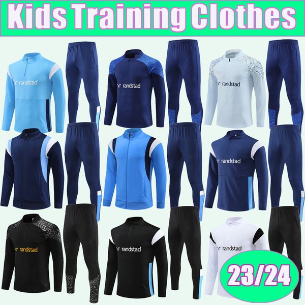 

23 24 alexis guendouzi kids training wear jacket soccer jerseys clauss vitinha harit under veretout mbemba gueye football shirts uniforms, Black