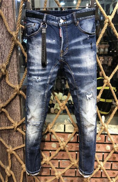 

fw20 new arrival brand designer men denim cool guy jeans embroidery pants fashion holes trousers italy size 4454 a2151687256, Blue
