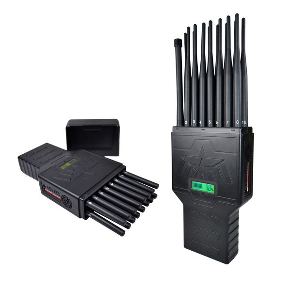 

alligator 16 antennas portable gsm dcs cdma 2g 3g 4g 5g wifi gps lojack 315 433 vhf uhf signal jamm ers, Silver