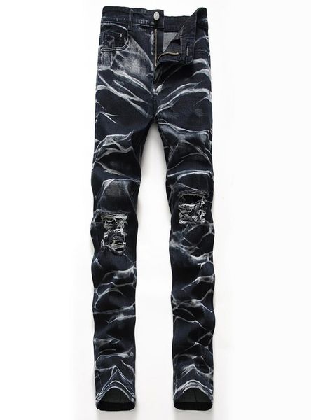 

men039s jeans classic direct stretch black business casual denim pants slim scratched long trousers gentleman cowboys8322496, Blue