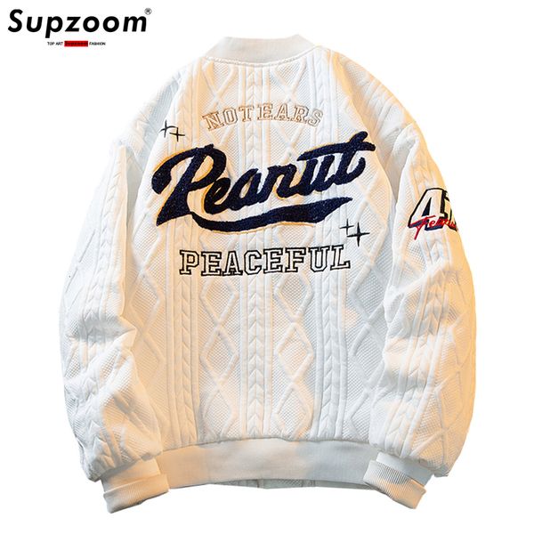 

mens jackets supzoom arrival rib sleeve cotton embroidery letter single breasted casual bomber baseball jacket loose cardigan coat 230808, Black;brown