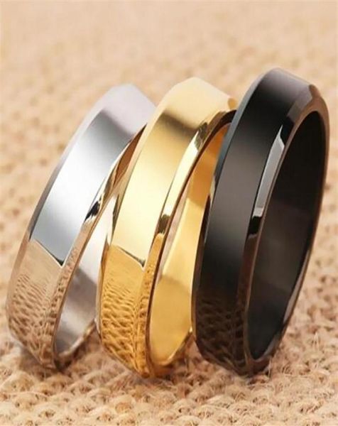 

whole 50pcs 6mm comfortable gold silver black simple plain band 316l stainless steel rings fashion band jewelry ring329l6561125