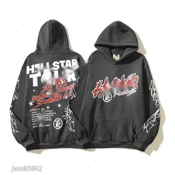 

2003fashion hoodie mens vintage distressed flame graffiti print loose high street couple pullover g1o5# 2321, Black