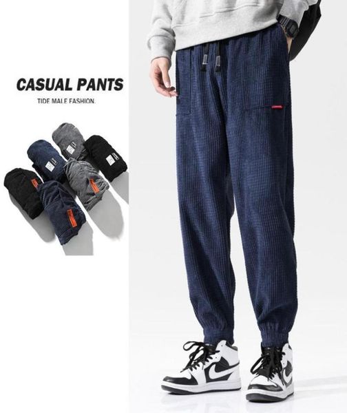 

men039s pants corduroy baggy mens autumn fashion anklelength harem hip hop casual trousers 2022 streetwear vintage joggers3708522, Black