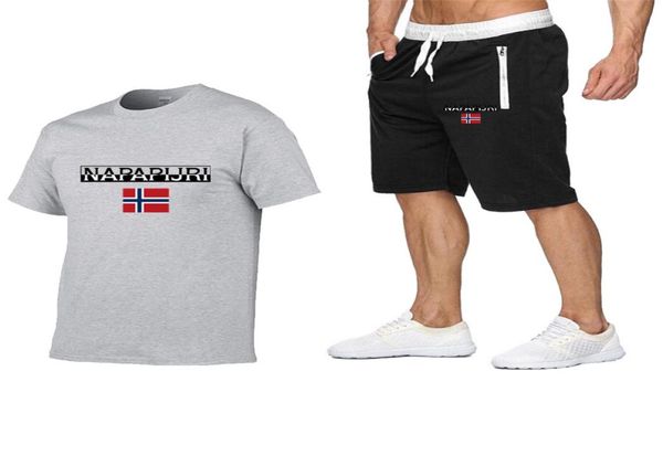 

summer fashion tracksuits mens sports tshirt shorts tee cotton shirt jogging tracksuit suit3750376, Gray