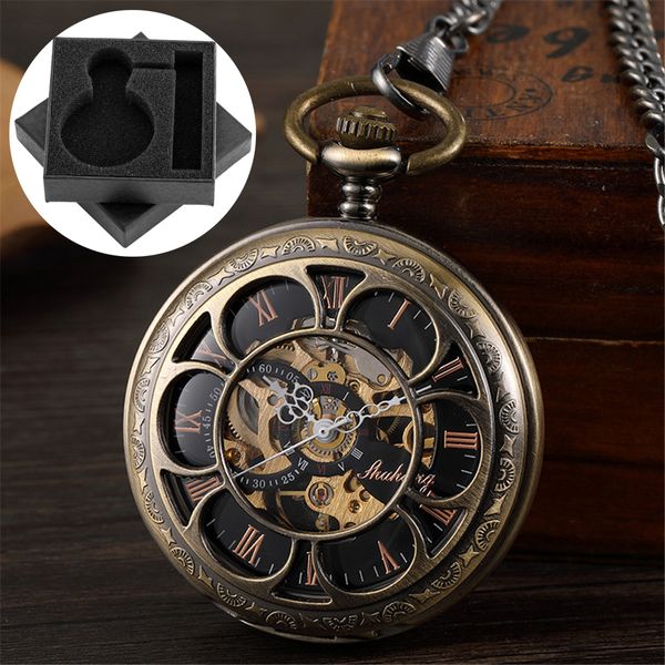 

pocket watches vintage luxury mechanical pocket watch men xmas gift retro hand-winding movement roman numerals display manual pocket timepie, Slivery;golden