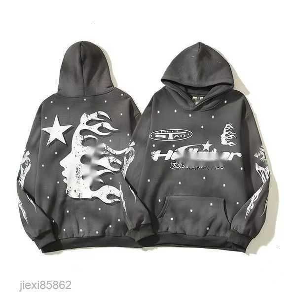 

2003fashion hoodie mens vintage distressed flame graffiti print loose high street couple pullover g8rc# 3333, Black