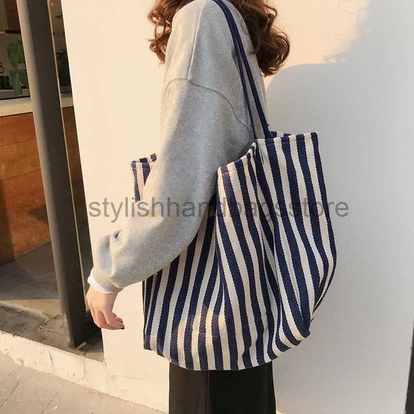 

shoulder bags t01 high capacity korean classic stripe shoulder bag chic simple canvas bag tidal street p bagstylishhandbagsstore