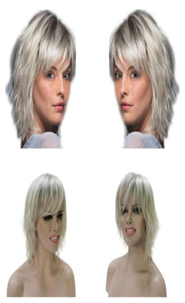 

women039s short wigs like human hair synthetic heatresistant natural silver gray elf halloween everyday fiber lace wig72585187799879, Black