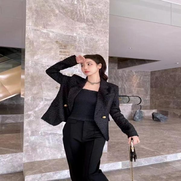 

bal 2022western suit jacket new autumn winter women039s coat designer tweed casual spring coat women039s down j2200260, Black;brown