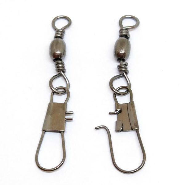 

infof brand 500pcslot stainless steel barrel swivel with interlock snap fishing swivel snap fishing hook accessories whole8270334