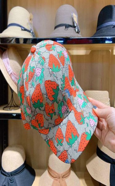 

luxury classic letter strawberry print baseball cap ladies famous cotton adjustable skull sports golf curved highquality men0397666852, Yellow