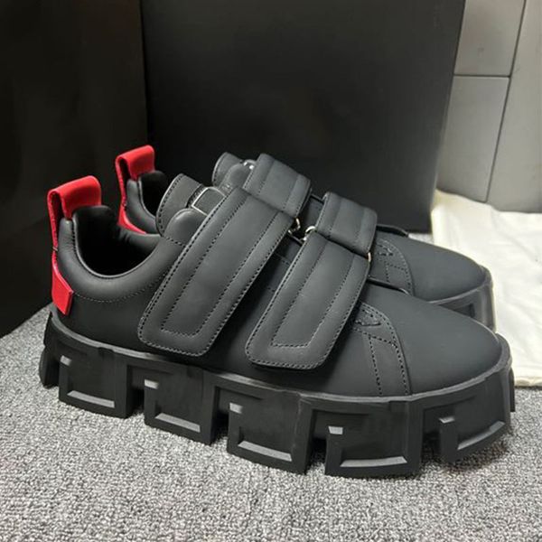 

italian designer mens luxury strap comfortable casual shoes womens fashion pattern profile level calfskin design couple office casual shoes, Black