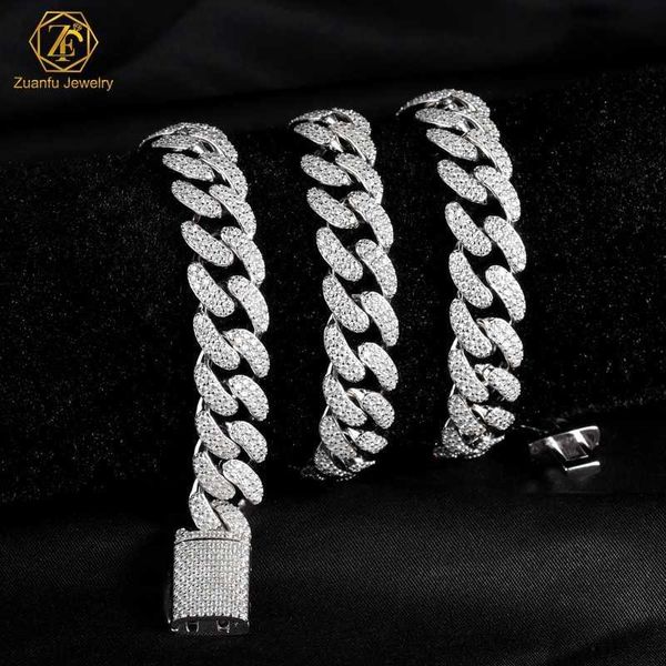 

wholesale custom fine jewelry 10k 14k real solid gold certificate moissanite diamond original cuban link chain necklace, Silver