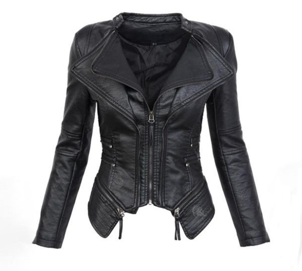 

black gothic faux leather pu jacket women winter autumn fashion motorcycle jacket coat punk zipper outerwear plus size fall coat2225813