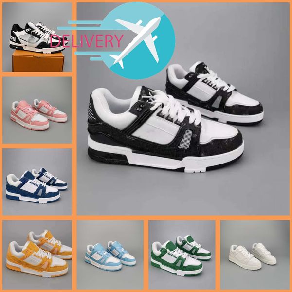 

2023 designer sneaker virgil trainer casual shoes calfskin leather abloh white green red blue letter overlays platform low sneakers size 36-, Black