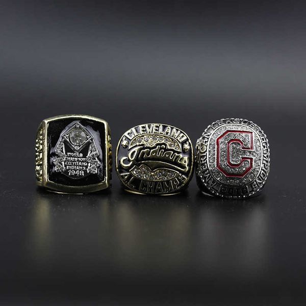 

1948 1995 2016 cleveland indian baseball championship ring set 3 pieces, Silver