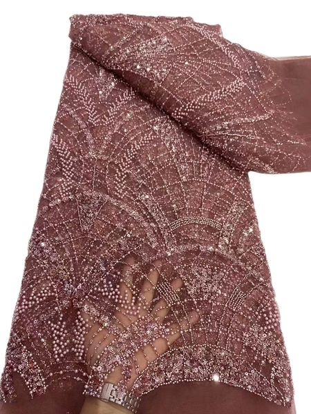 

tulle 5 yards beaded lace sequins african ladies birthday party luxurious fabric formal white dress textile craft female net clothes 2023 pr, Black;white