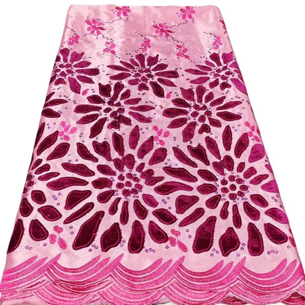 

5 yards laser embroidery sequins silk african women lace fabric wedding purple dress ladies textile dinner formal birthday party costume 202, Black;white