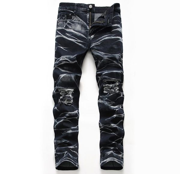 

men039s jeans classic direct stretch black business casual denim pants slim scratched long trousers gentleman cowboys1904938, Blue
