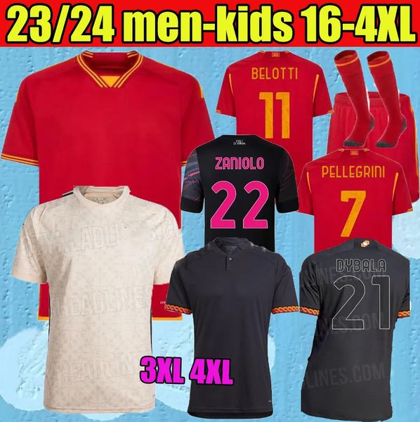 

23 24 dybala romas soccer jerseys maglia pellegrini belotti celik abraham 2023 2024 football shirts mancini kumbulla men kids kit el shaaraw, Black;yellow