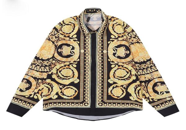 

hawaii floral letter print beach shirts men039s designer silk bowling shirt casual shirts men summer long sleeve loose dress m6810300, White;black