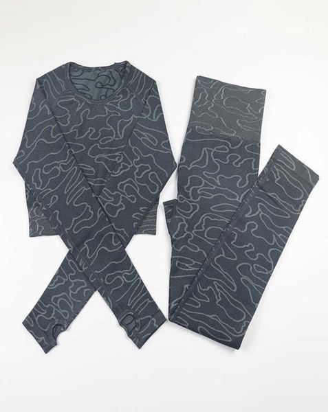 

yoga outfits jacquard camo yoga sets women gym clothes fitness sportswear seamless leggingscrop sport suits long sleeve track3246705, White;red