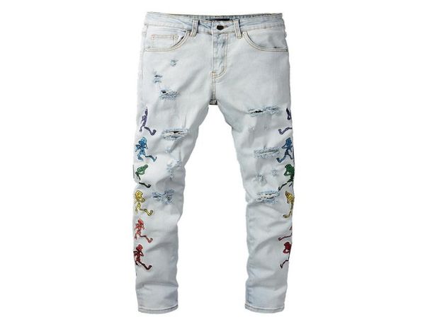 

20ss mens designer jeans distressed ripped biker slim fit motorcycle denim for men s fashion jean mans pants pour hommes 8254223022, Blue