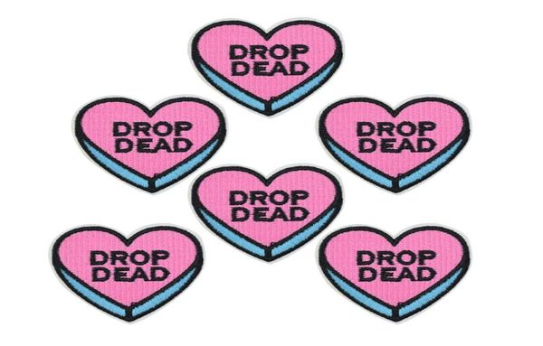 

10 pcs funny heart patches badge for clothing iron embroidered patch applique iron on patches sewing accessories for diy clothes9604151, Black