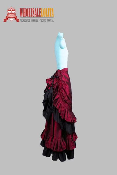 

victorian edwardian burgundy pleated gathered bustle walking skirt theatrical costume6375527, Black