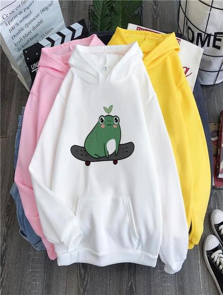 

women039s hoodies frog hoodie vintage harajuku women winter cute casual streetwear aesthetic oversize men woman loose keep warm9322318, Black