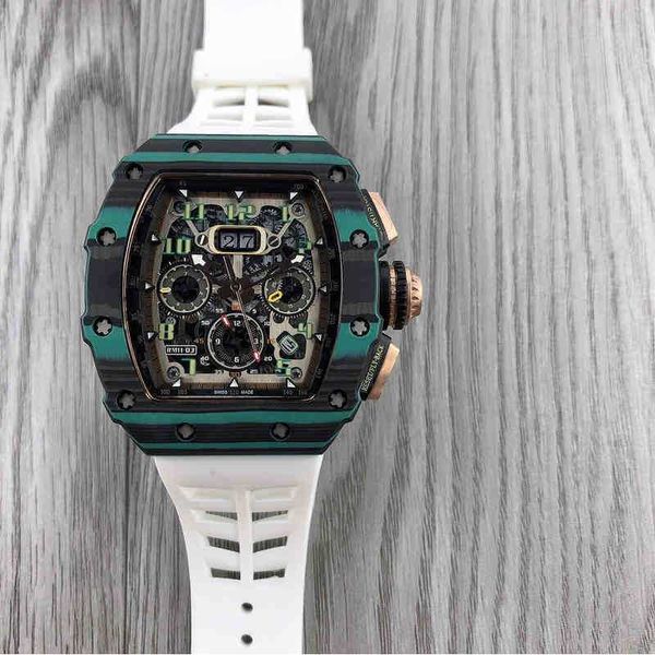 

uxury watch date luxury mens mechanical watch business multifunctional fashion trend carbon fiber transparent rubber wine barrel swiss