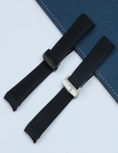 

band for tag heuer carrera silicone rubber waterproof men women22mm 24mm strap accessories watch bracelet belt9274556, Black;brown